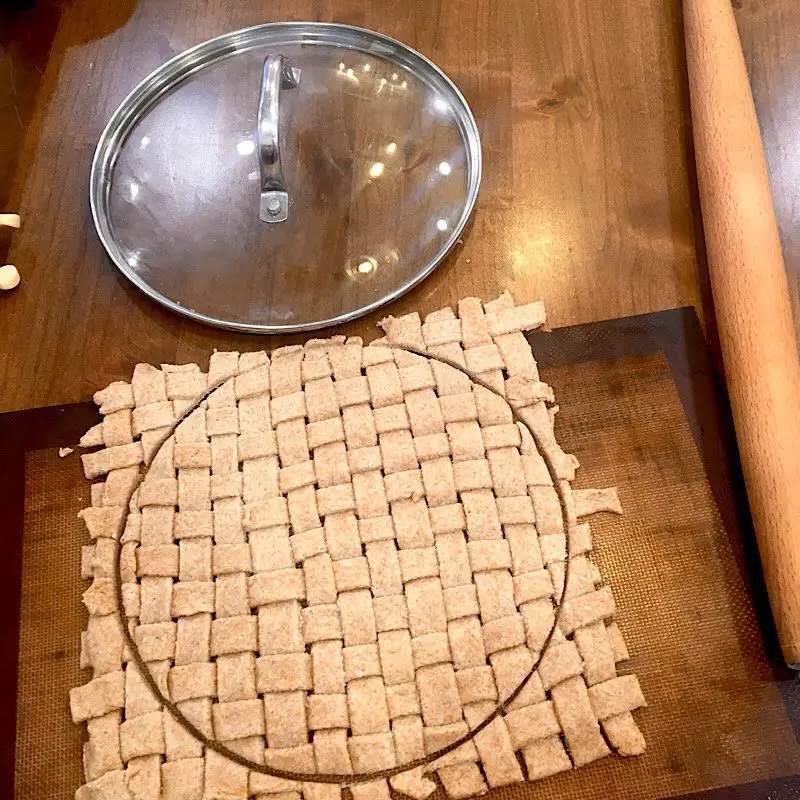 lattice pie crust in progress