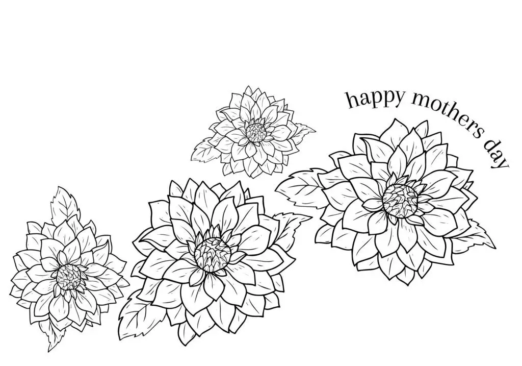 Floral printable mothers day card to color