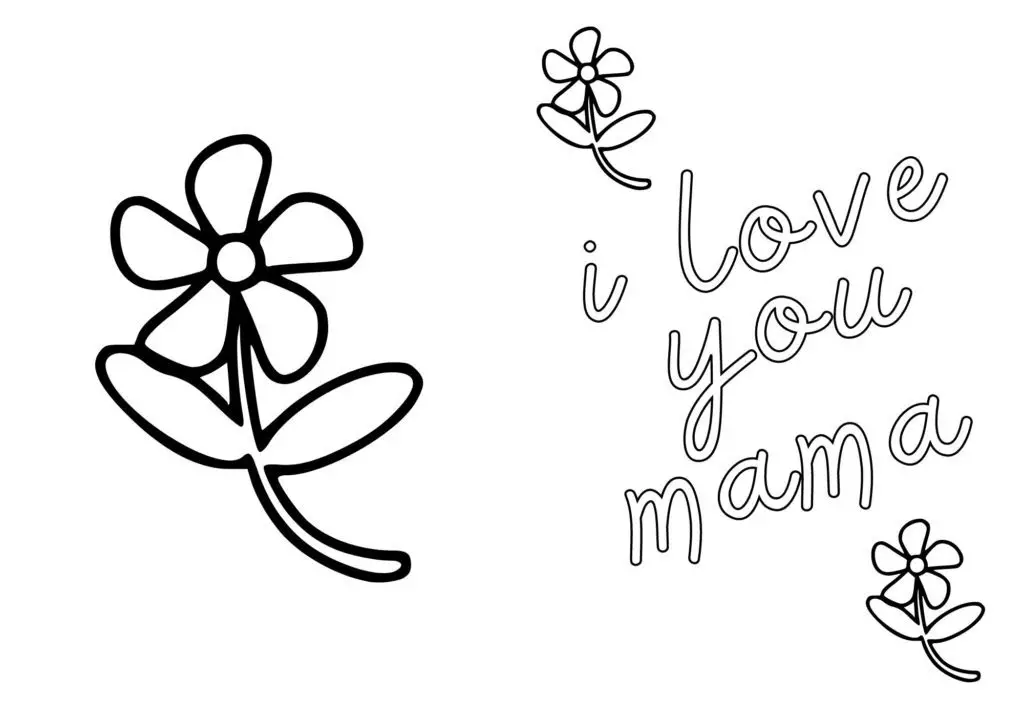 "I love you mama" Card with Flowers