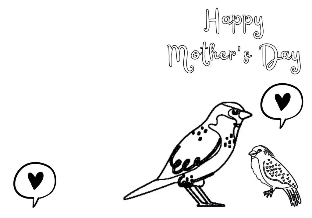 "Happy Mother's Day" Birds with Hearts