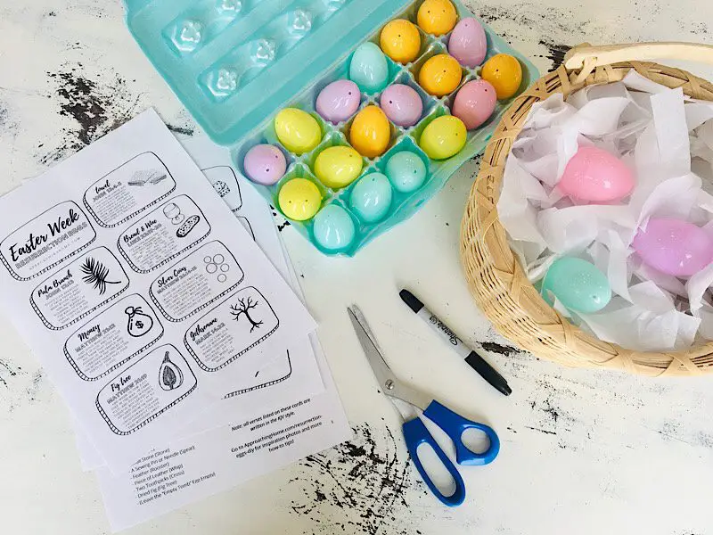 DIY Resurrection Eggs Supplies Needed Scissors Marker Basket