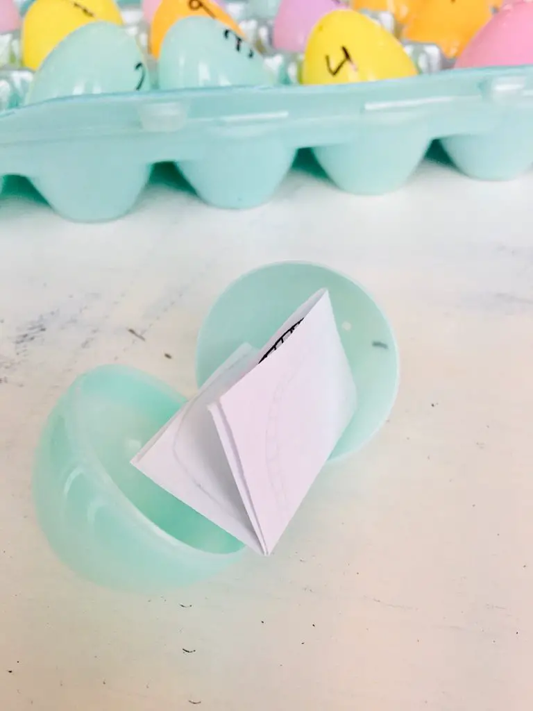 Folded Paper inside easter egg