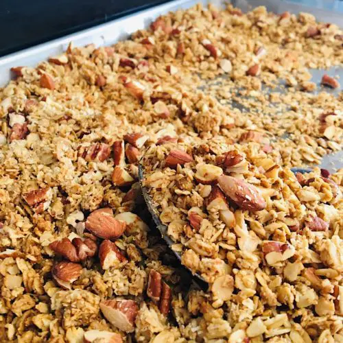 Homemade granola with almonds and pecans