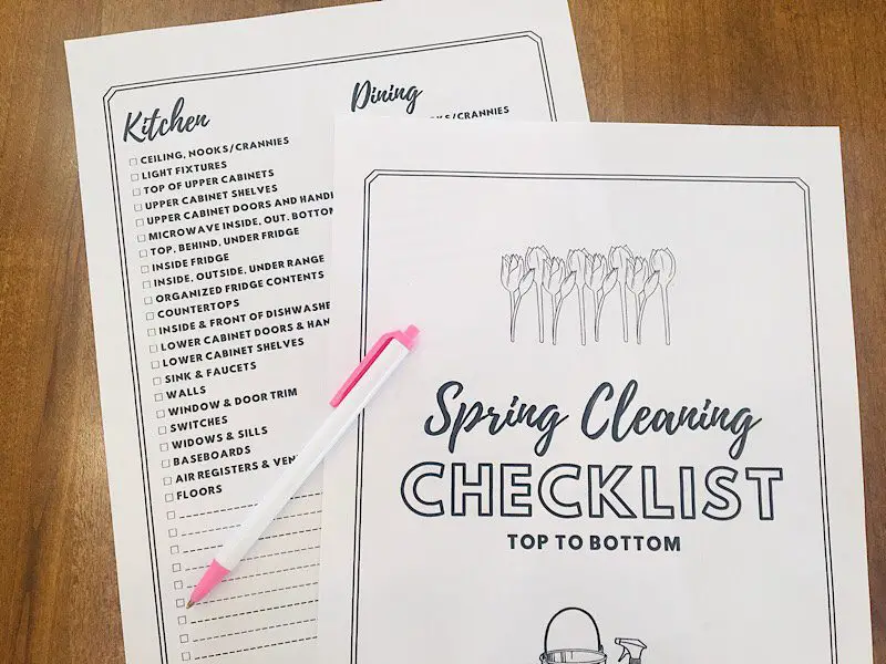 checklist for spring cleaning page one and two