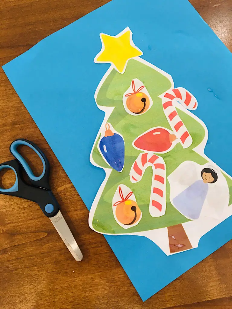 Christmas Tree Paper Activity on table