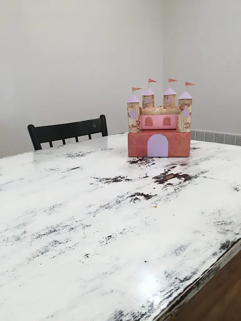 valentines card box castle on table